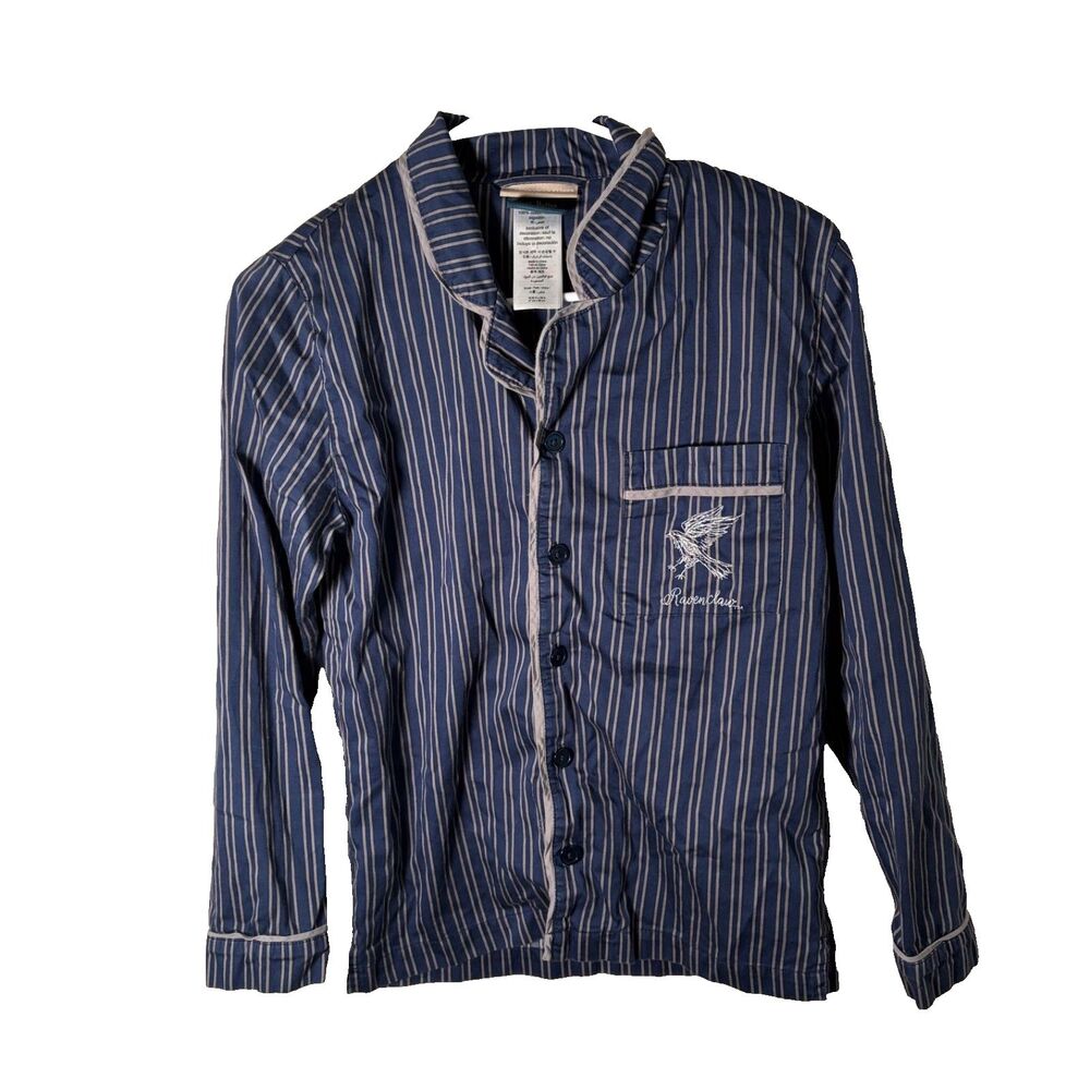 Pottery Barn Teen Harry Potter Ravenclaw Pajama Shirt Size Small Blue Striped
